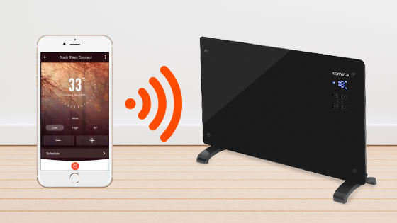 Potencia de 2000W y control a distancia con el Termoconvector BlackGlassConnect de Somela