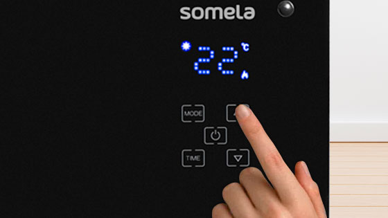 Panel de vidrio templado con Pantalla táctil con el Termoconvector BlackGlassConnect de Somela