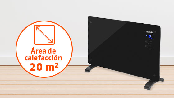 Rango de Calefacción con el Termoconvector BlackGlassConnect de Somela
